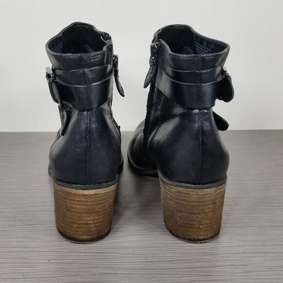 Franco Sarto Linden 2 Block Heel Booties, Black Leather, Womens Size 10 M / 40 - Picture 5 of 12